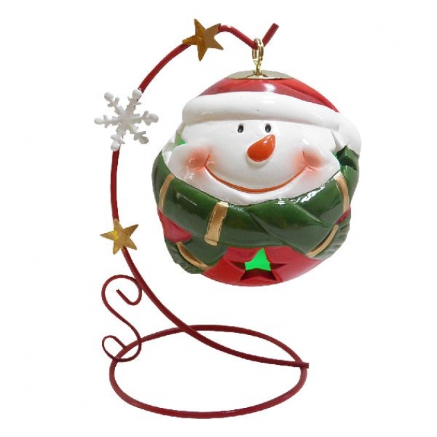 Новогоднее керамическое украшение с led подсветкой Snowmen Е94623