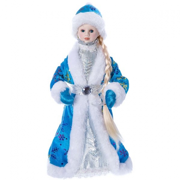 Кукла под елку снегурочка голубая шуба 30 см Snowmen Е96415