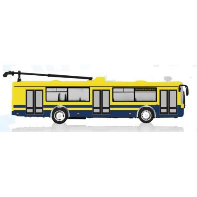 Металлическая машинка автопарк троллейбус желто синий Solmar Pte Ltd Р41149