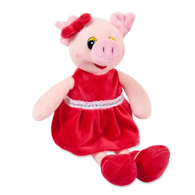 Мягкая игрушка свинка в красном платье 16 см Teddy toys 19470