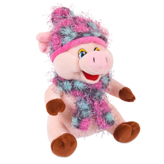 Мягкая игрушка свинка в розовой шапочке и шарфе 17 см Teddy toys 19747