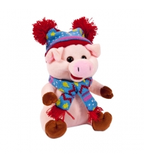 Мягкая игрушка свинка в голубой шапочке и шарфе 17 см Teddy toys 19749...