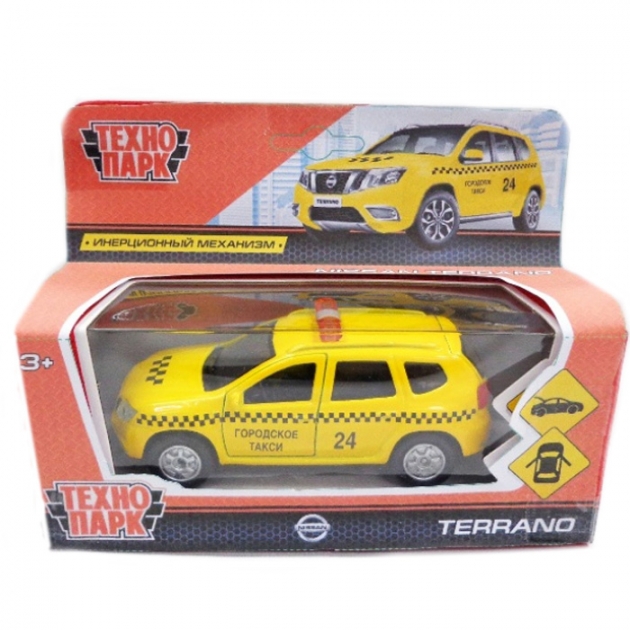Инерционная машина nissan terrano такси 12 cм Технопарк SB-17-47-NT(T)-WB