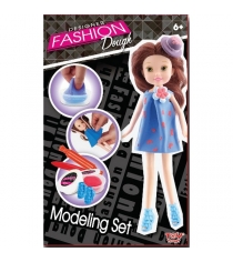 Пластилин Toy target Fashion Dough с куклой шатенка в голубом сарафане 99111...