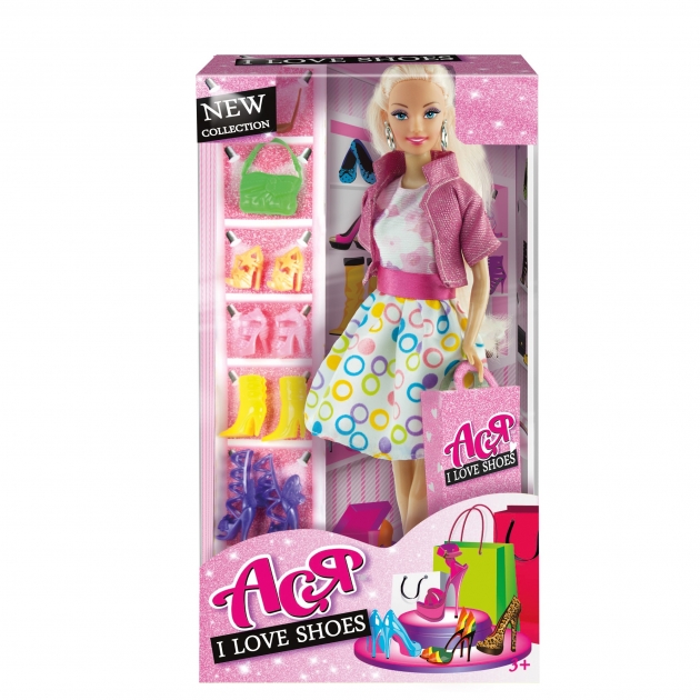 Набор кукла ася блондинка в платье с принтом любимые туфли Toys Lab 35082