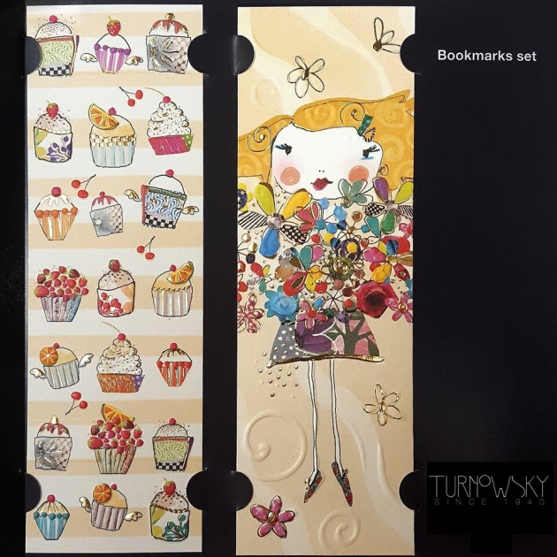 Набор закладок для книг Turnowsky Пирожные с крыльями и Девочка с цветами BKDU100