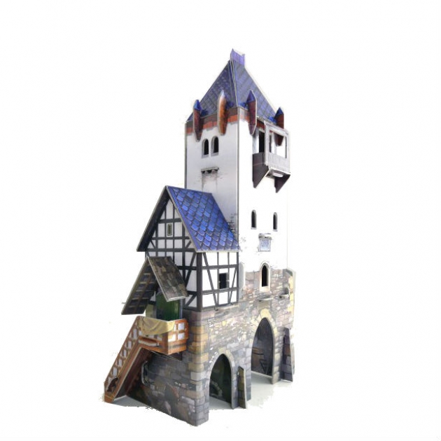 Сборная модель из картона средневековый город дозорная башня Умная Бумага 201