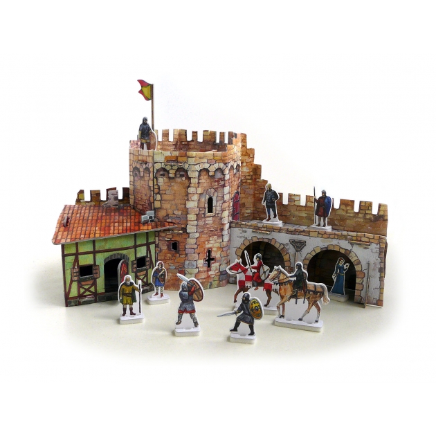 Сборная модель из картона средневековый город угловая башня Умная Бумага 253