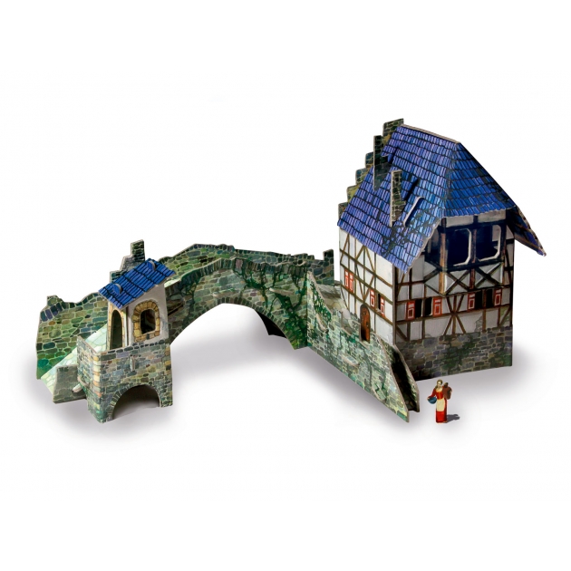 Сборная модель из картона средневековый город мост Умная Бумага 258