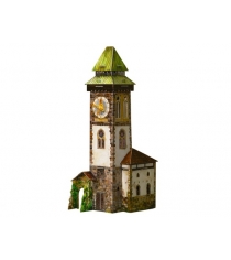 Сборная модель из картона средневековый город башня с часами Умная Бумага 277...