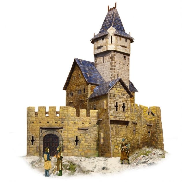 Сборная модель из картона средневековый город охотничий замок Умная Бумага 294