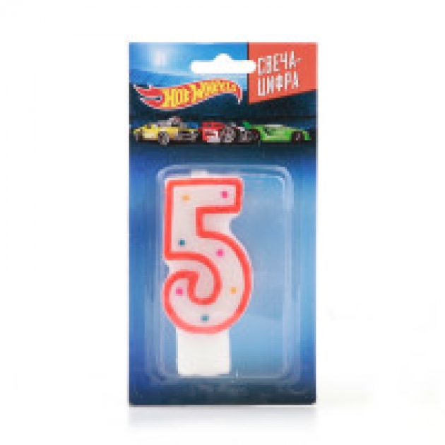 Свеча цифра 5 hot wheels Веселый праздник SVC-5-HW