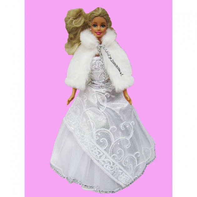 Одежда для кукол виана белое платье с меховой накидкой Виана 11.425