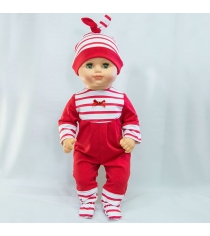 Одежда для кукол комбинезон с шапочкой красный Виана 11.714