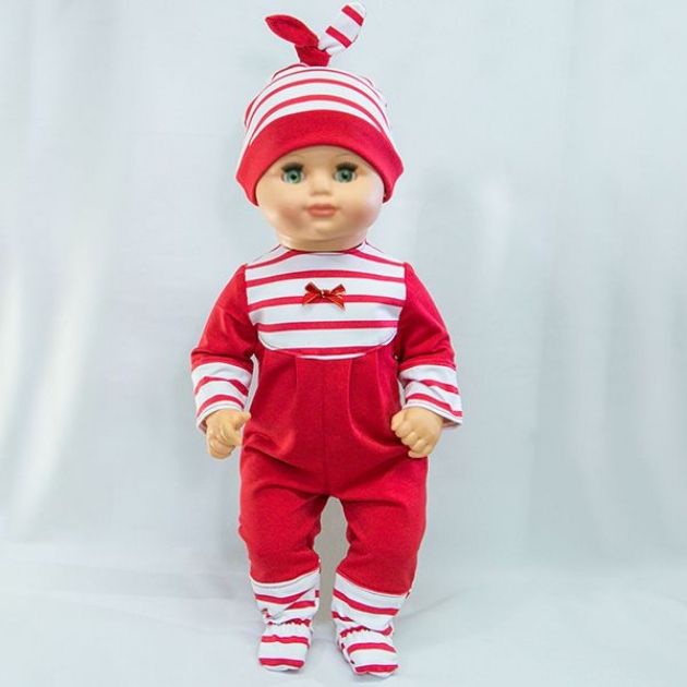Одежда для кукол комбинезон с шапочкой красный Виана 11.714