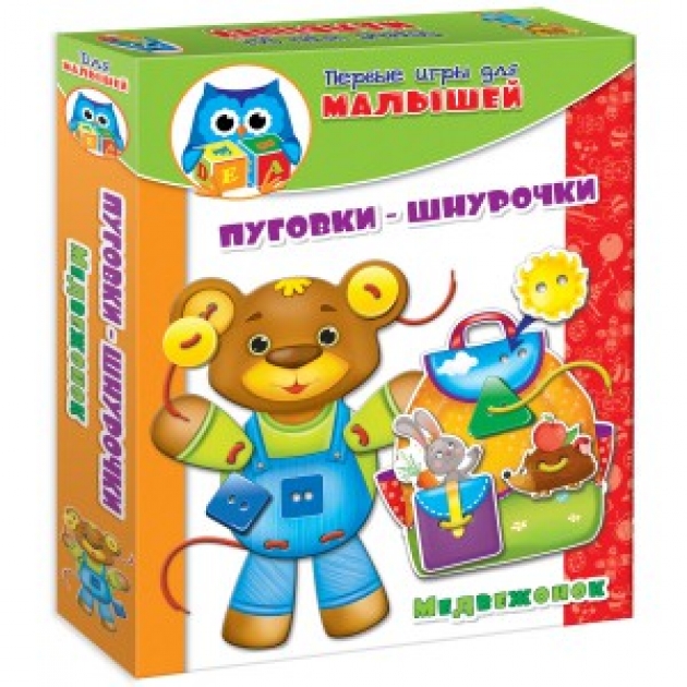 Развивающая игра пуговки шнурочки медвежонок Vladi Toys VT1307-10