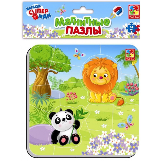 Магнитные пазлы зоопарк 14 деталей Vladi Toys VT3204-12