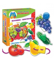 Развивающая игра пуговки шнурочки фрукты овощи Vladi Toys VT1307-09