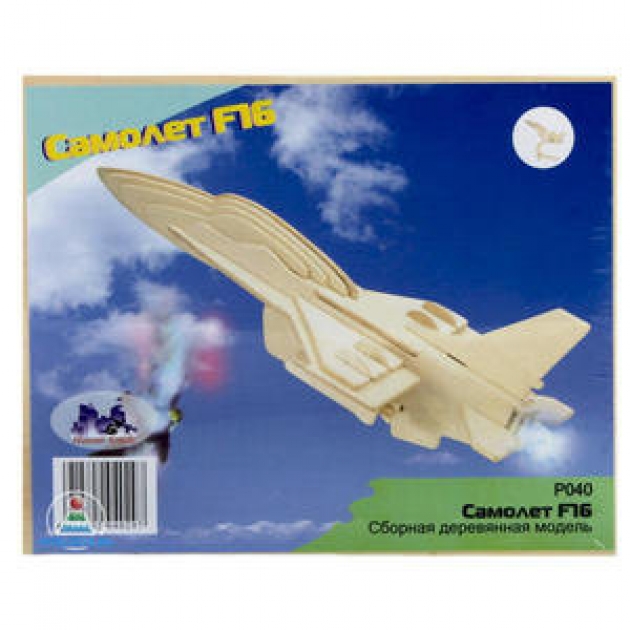 Модель деревянная сборная самолет f16 Wooden Toys P040