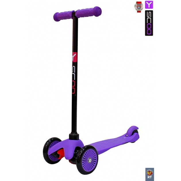 Самокат Y-scoo mini a 5 simple purple с цветными колесами 4519