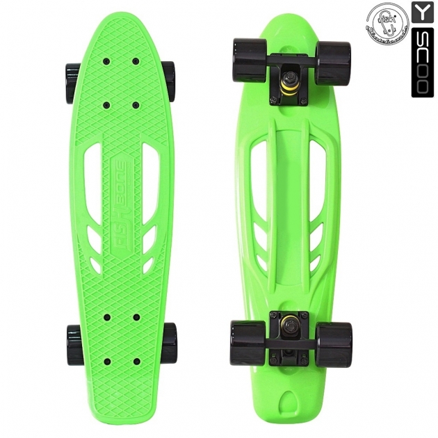 Скейтборд Y scoo skateboard fishbone с ручкой 22 винил 56 6х15 с сумкой green black 5825