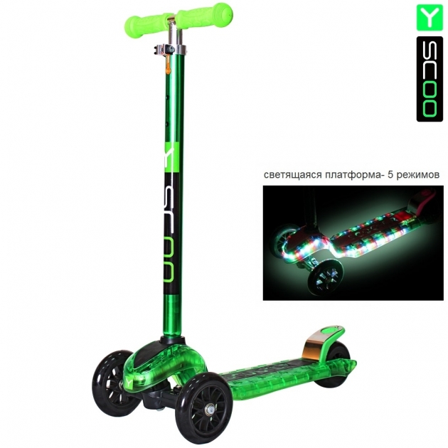 Самокат Y-scoo maxi laser show green metallic 5861