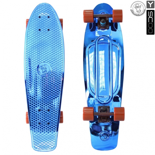 Скейтборд Y scoo big fishskateboard metallic 27 винил 68 6х19 с сумкой blue brown 5924