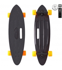 Скейтборд Y scoo longboard shark с ручкой 31 пластик 79х22 с сумкой black orange 5939