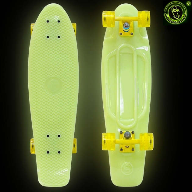 Скейтборд Y-scoo big fishskateboard glow 27 винил 68 6х19 yellow/yellow 402e y 5942