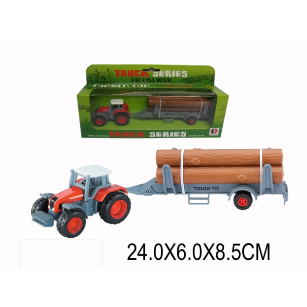 Машина металлическая трактор и прицеп с дровами Yiwu jia yu 12970