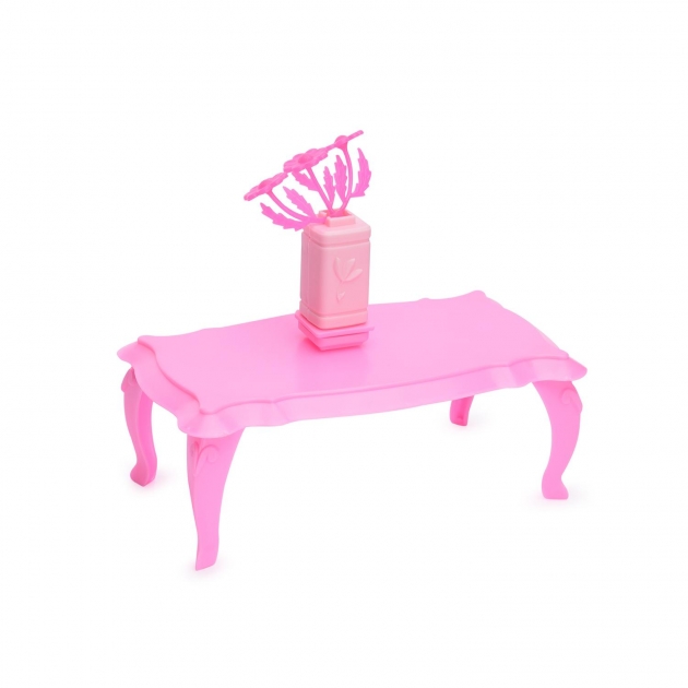 Мебель для куклы журнальный столик с цветами розовая Огонек 1395